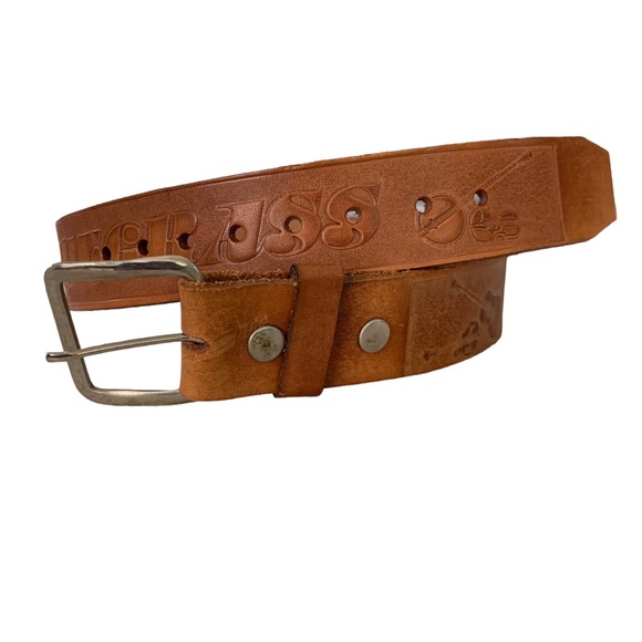 Vintage Other - Vintage Tooled Bluegrass Music Brown Leather Belt Size 30 Made in USA